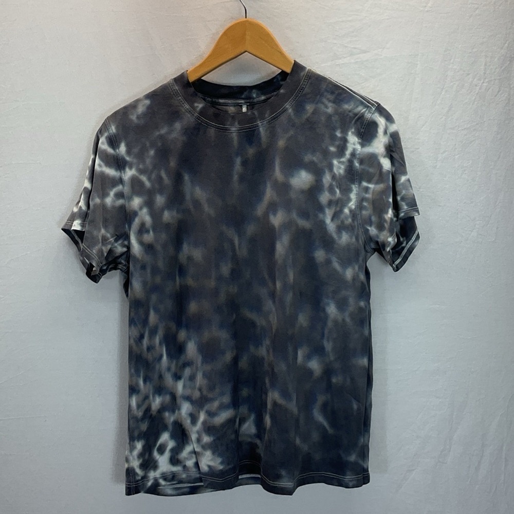 Lululemon Shirt Mens M Gray White Tie Dye Short Sleeve Cotton Blend Tee Gym